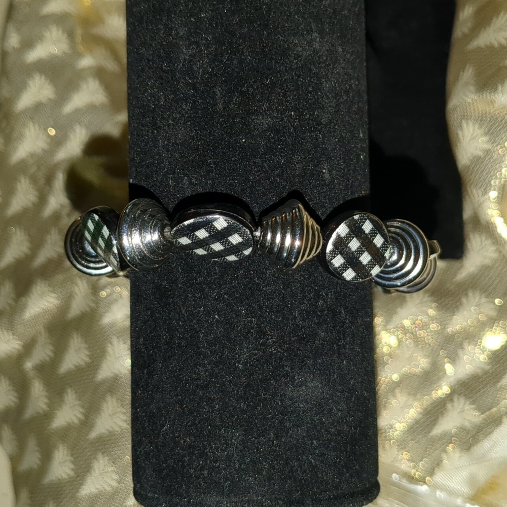 Black and silver Checkered Bracelet